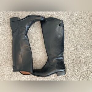 Black Genuine Leather Boots, size 8